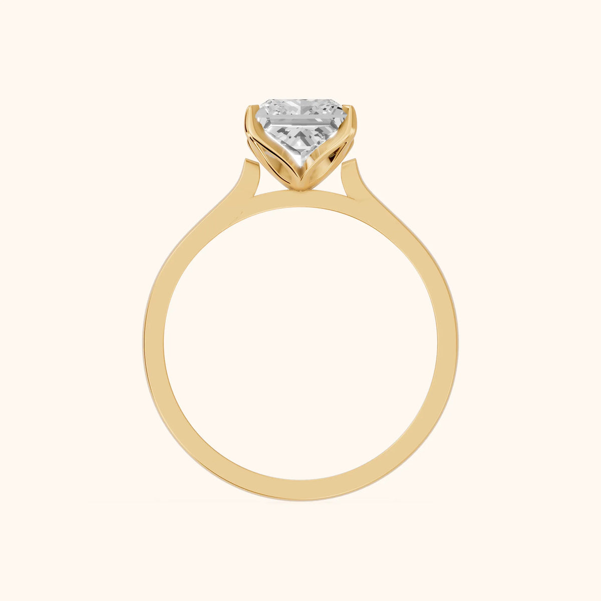 Isabella Bloom Solitaire Princess Diamond Engagement Ring in Yellow Gold - FingerView