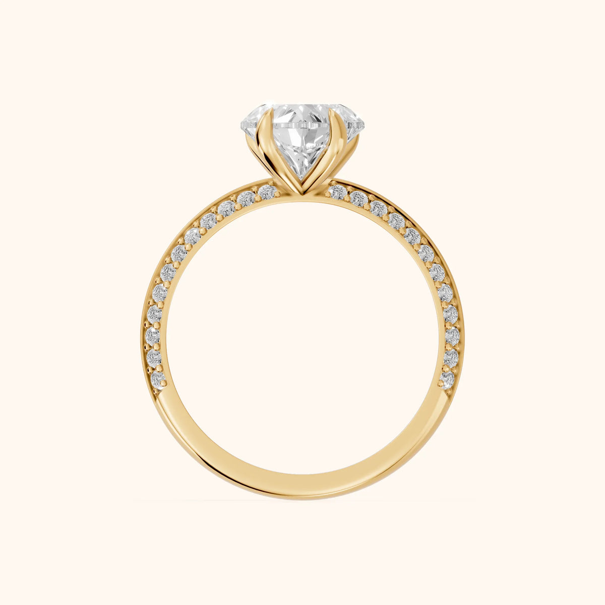 Meredith Knife Edge Pavé Heart Diamond Engagement Ring in Yellow Gold - FingerView.webp