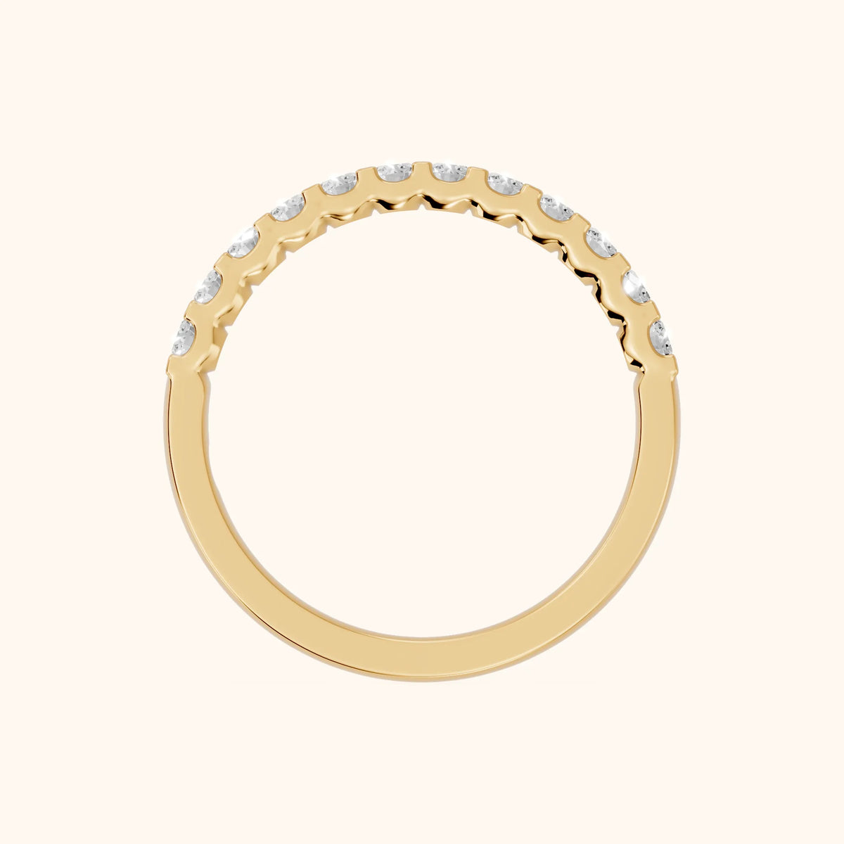 Chantal Shared Prong Round Diamond Half Eternity Band in Yellow Gold - FingerView
