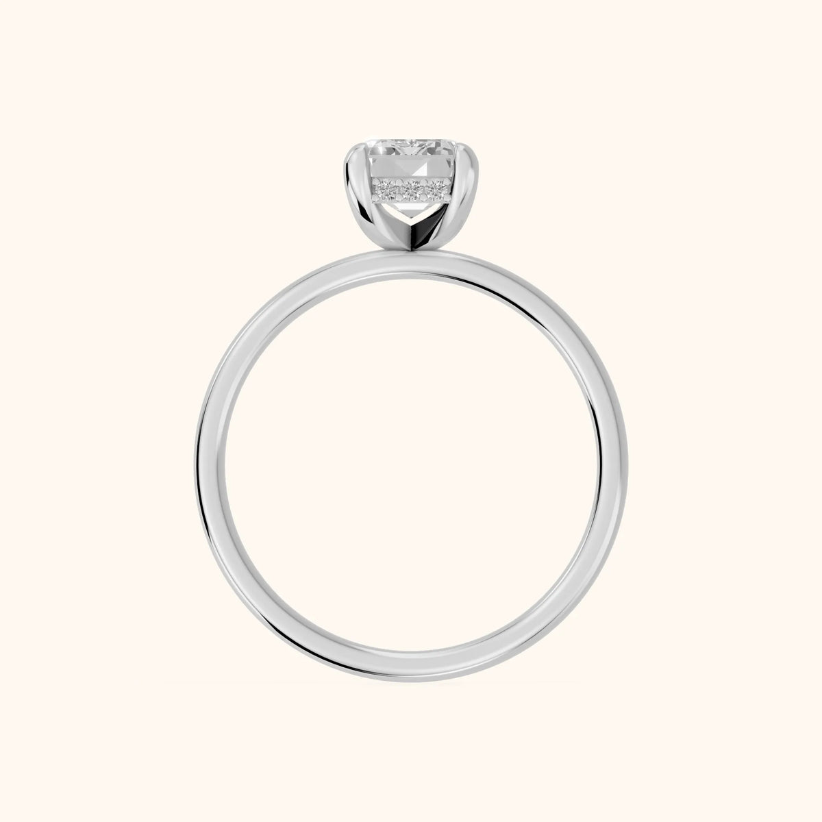 Charlotte Charm Solitaire Emerald Diamond Engagement Ring in White Gold - FingerView