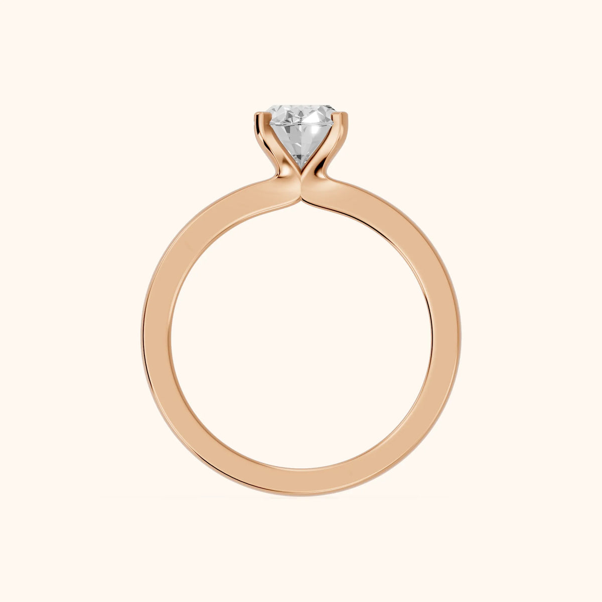 Matilda Cathedral Solitaire Oval Diamond Engagement Ring in Rose Gold - FingerView.webp