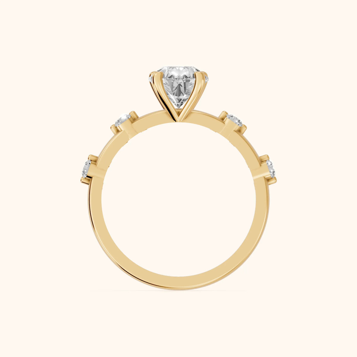 Elena Radiance Solitaire Pear Diamond Engagement Ring in Yellow Gold - FingerView