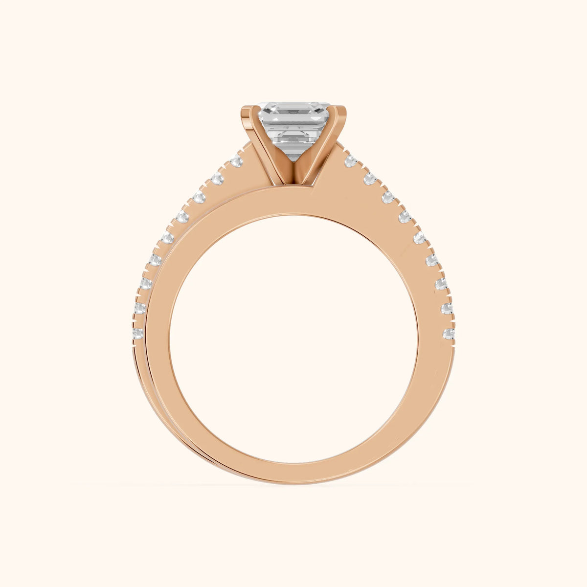 Edith Criss Cross Pavé Asscher Diamond Engagement Ring in Rose Gold - FingerView.webp