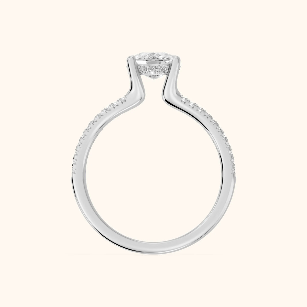 Eternal Embrace Solitaire Cushion Diamond Engagement Ring in Silver - FingerView