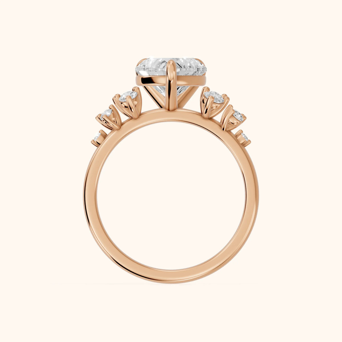 Mirabelle Cluster Heart Diamond Engagement Ring in Rose Gold - FingerView.webp