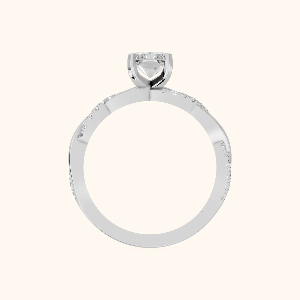 Twisted Side Stone Radiant Diamond Engagement Ring in Platinum - FingerView