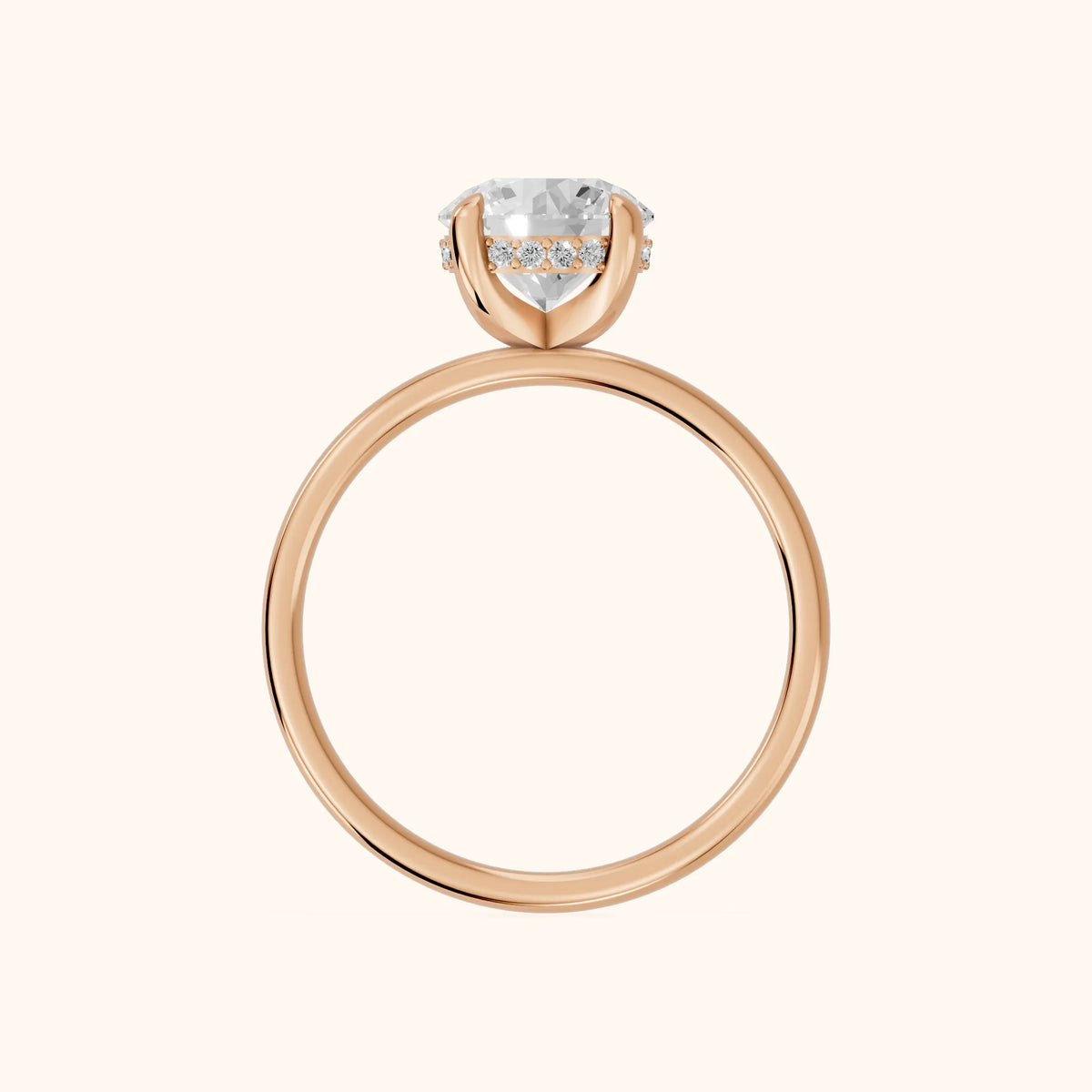 Charlotte Charm Solitaire Round Diamond Engagement Ring in Rose Gold - FingerView