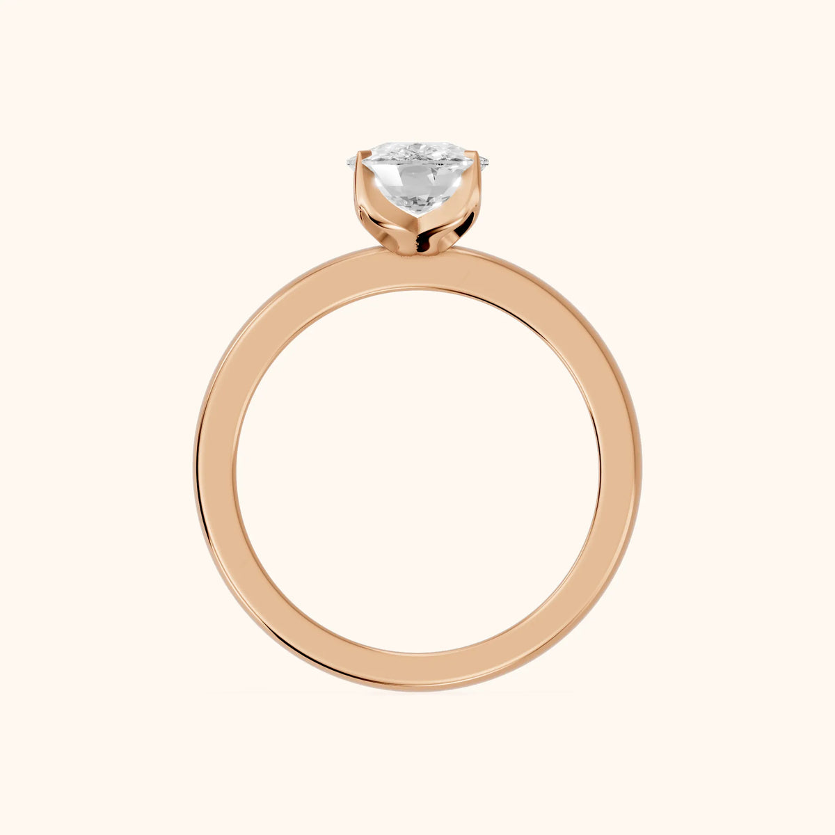 Serena Blossom Solitaire Cushion Diamond Engagement Ring in Rose Gold - FingerView