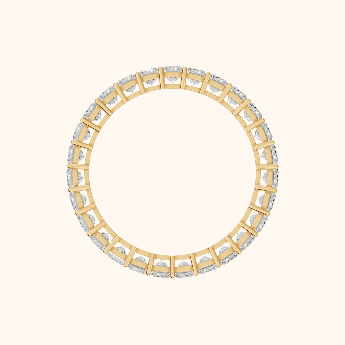 Manon Shared Prong Princess Diamond Eternity Band in Yellow Gold - FingerView