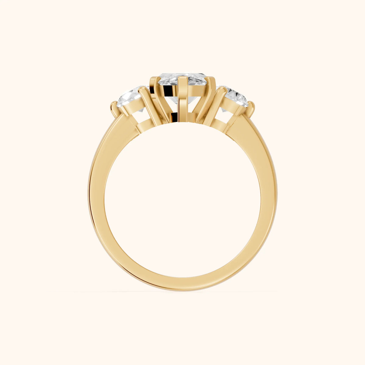 Freesia Three-Stone Marquise Diamond Engagement Ring in Yellow Gold - FingerView.webp