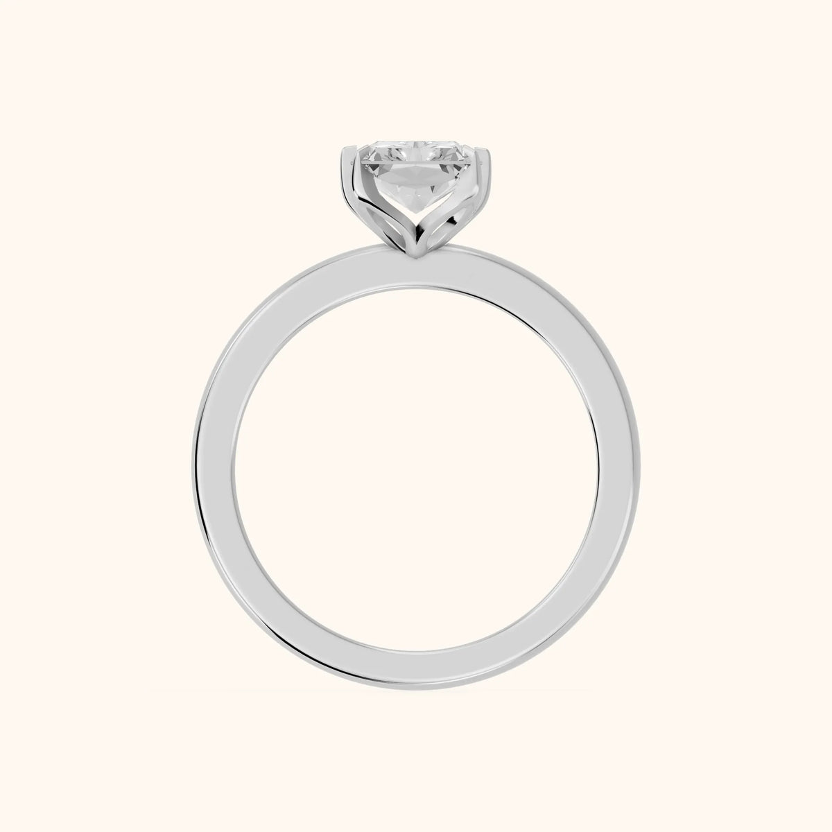 Serena Blossom Solitaire Radiant Diamond Engagement Ring in White Gold - FingerView