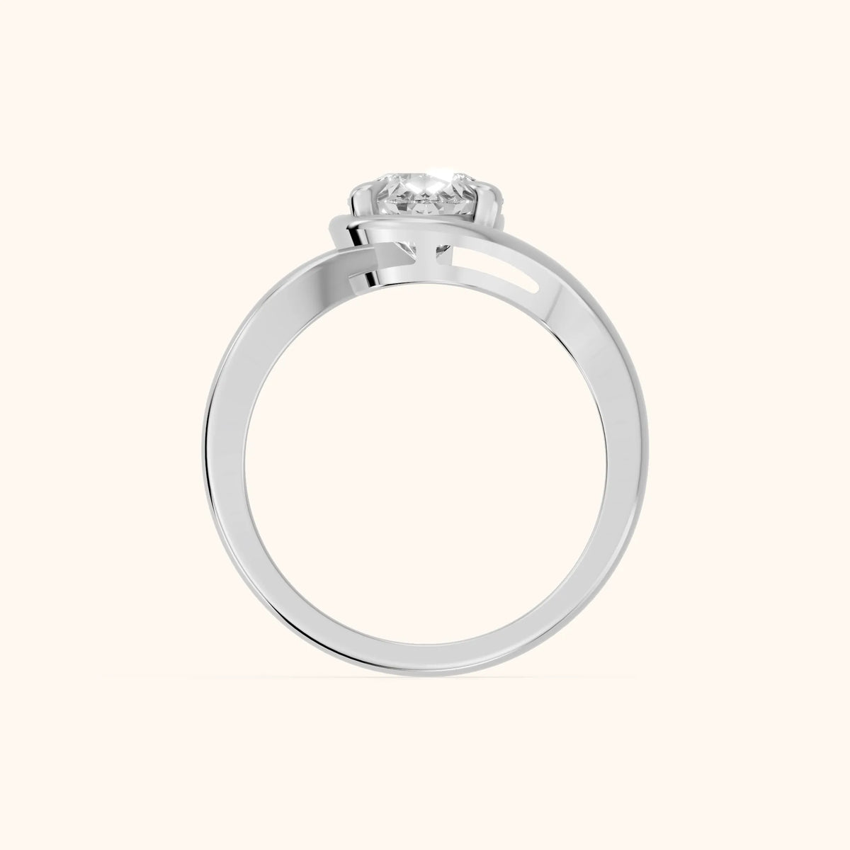 Margaux Bypass Solitaire Pear Diamond Engagement Ring in Silver - FingerView.webp
