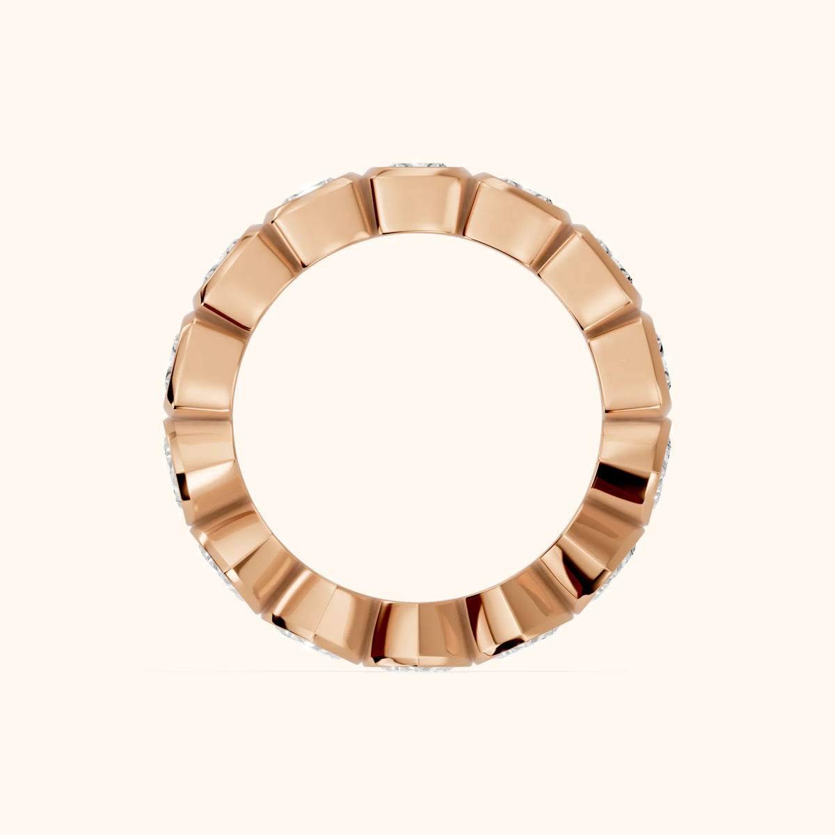 Marisa Bezel Cushion & Heart Diamond Eternity Band in Rose Gold - FingerView