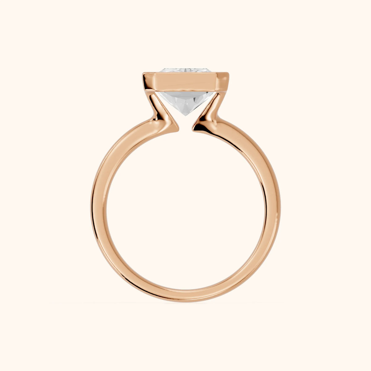 Winslow Partial Bezel Solitaire Radiant Diamond Engagement Ring in Rose Gold - FingerView.webp