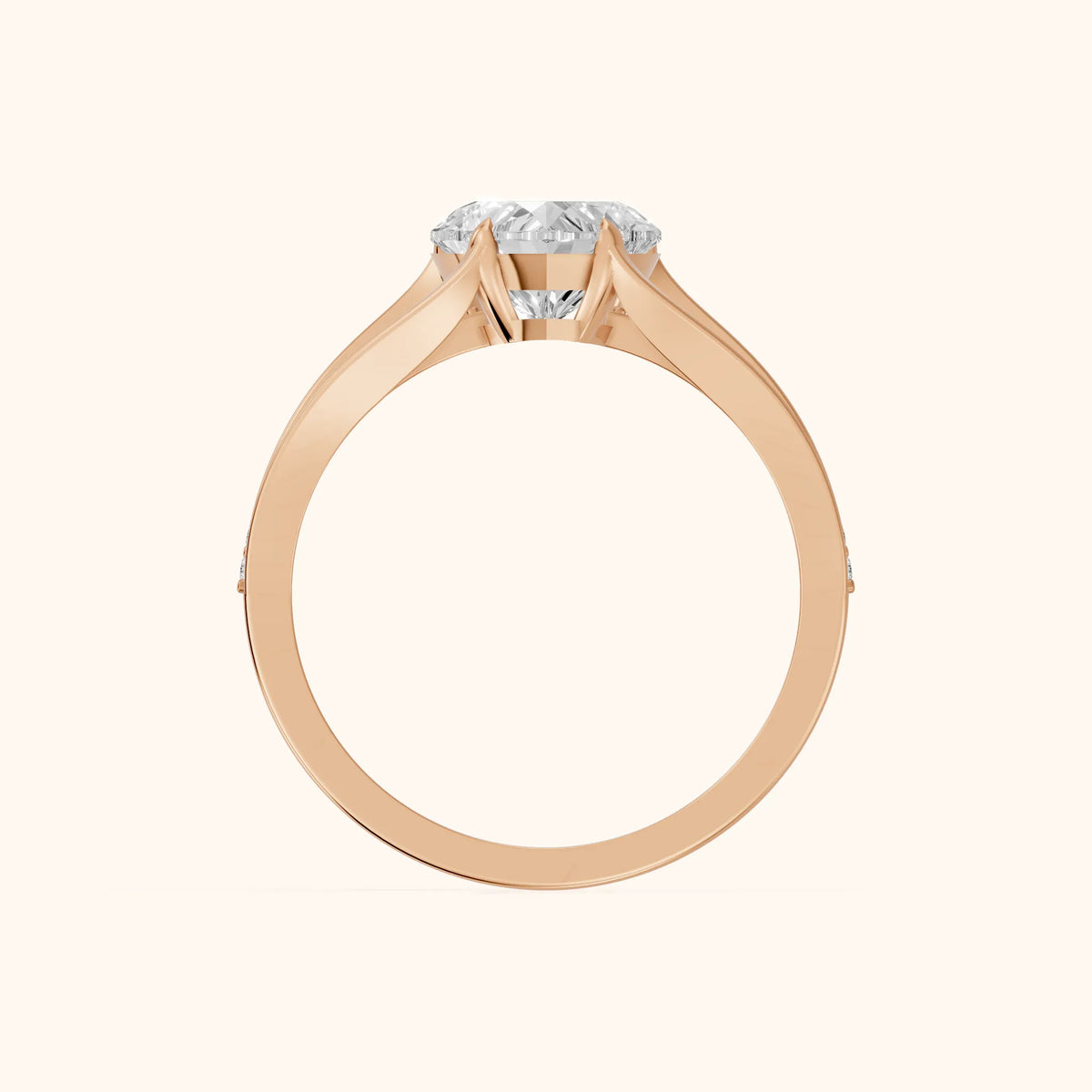 Lucinda Split Shank Heart Diamond Engagement Ring in Rose Gold - FingerView.webp