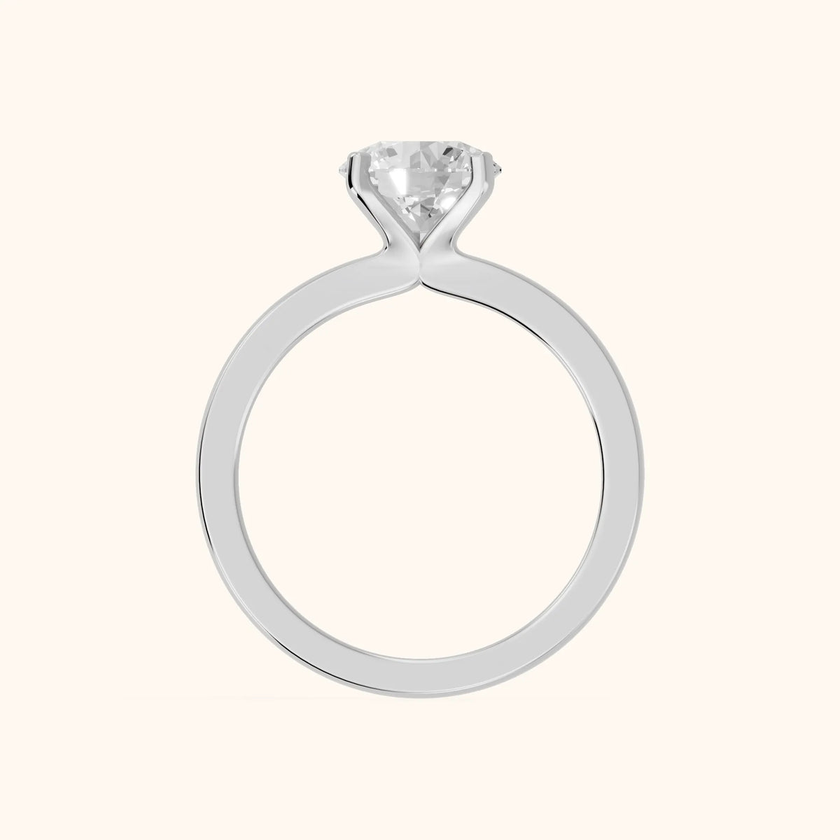 Matilda Cathedral Solitaire Round Diamond Engagement Ring in Silver - FingerView.webp
