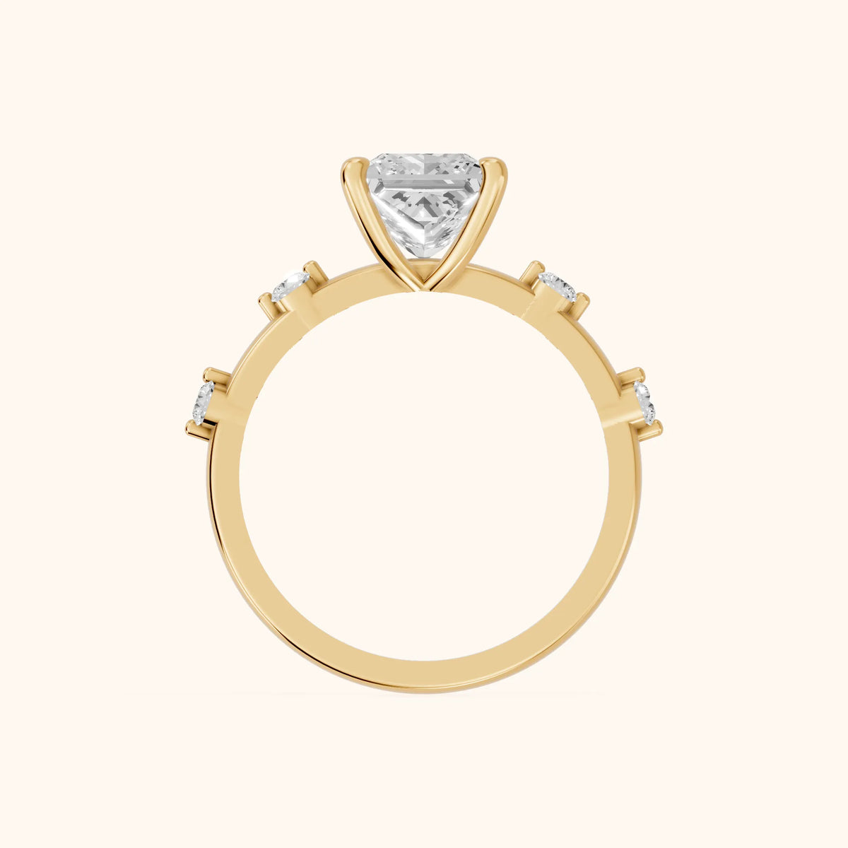 Elena Radiance Princess Cut Diamond Engagement Ring in Yellow Gold - FingerView