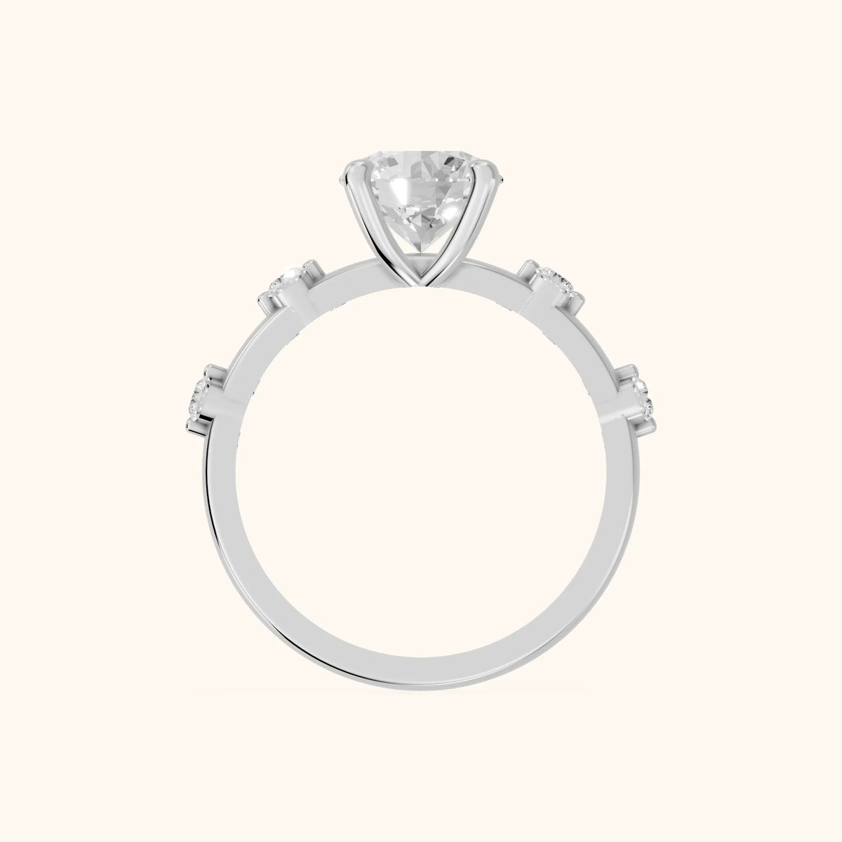 Elena Radiance Solitaire Round Diamond Engagement Ring in Silver - FingerView