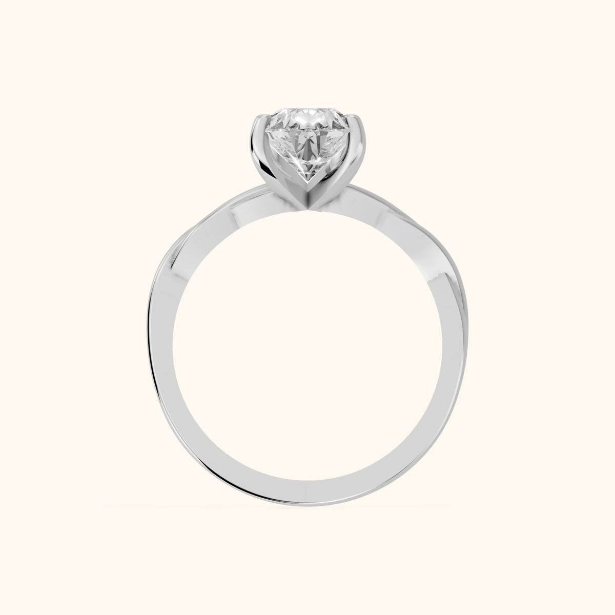 Iris Twist Pear Diamond Engagement Ring in Platinum - FingerView