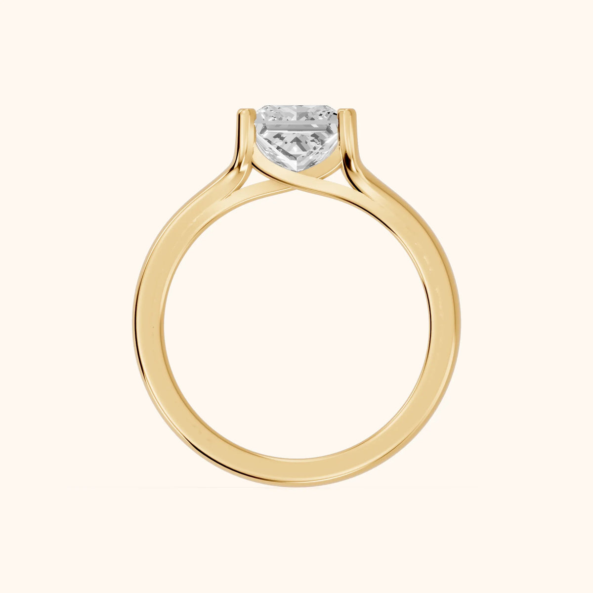 Nell Split Shank Solitaire Princess Diamond Engagement Ring in Yellow Gold - FingerView.webp