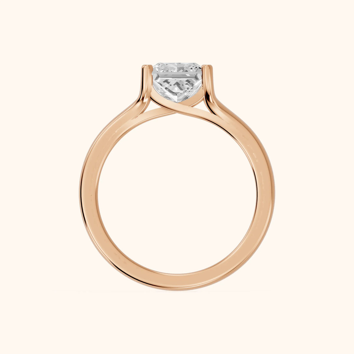 Nell Split Shank Solitaire Princess Diamond Engagement Ring in Rose Gold - FingerView.webp