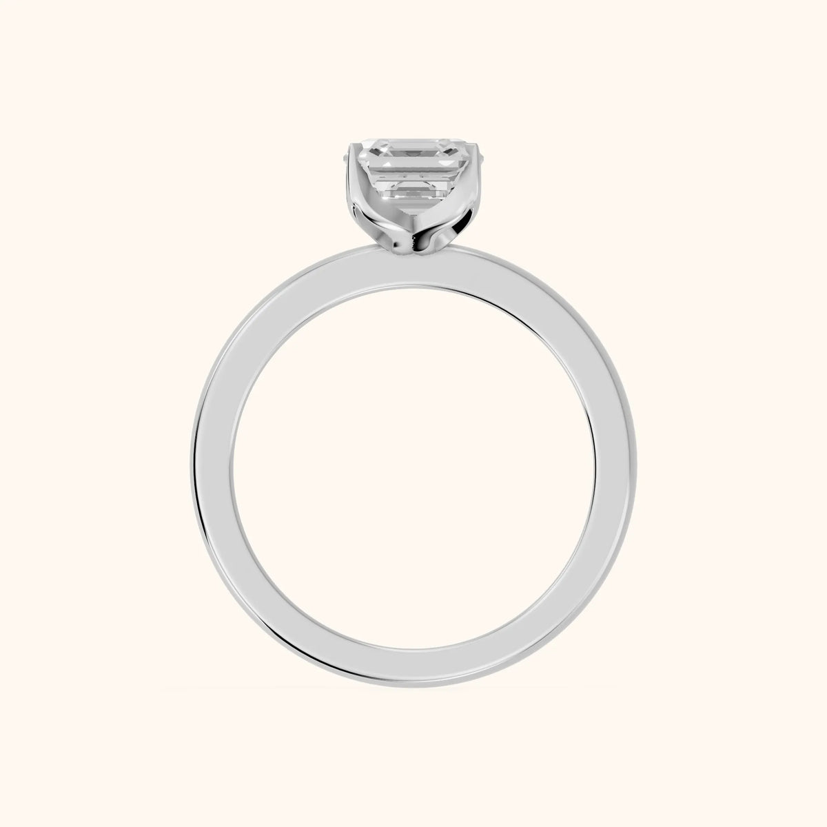 Serena Blossom Solitaire Asscher Diamond Ring in Platinum - FingerView