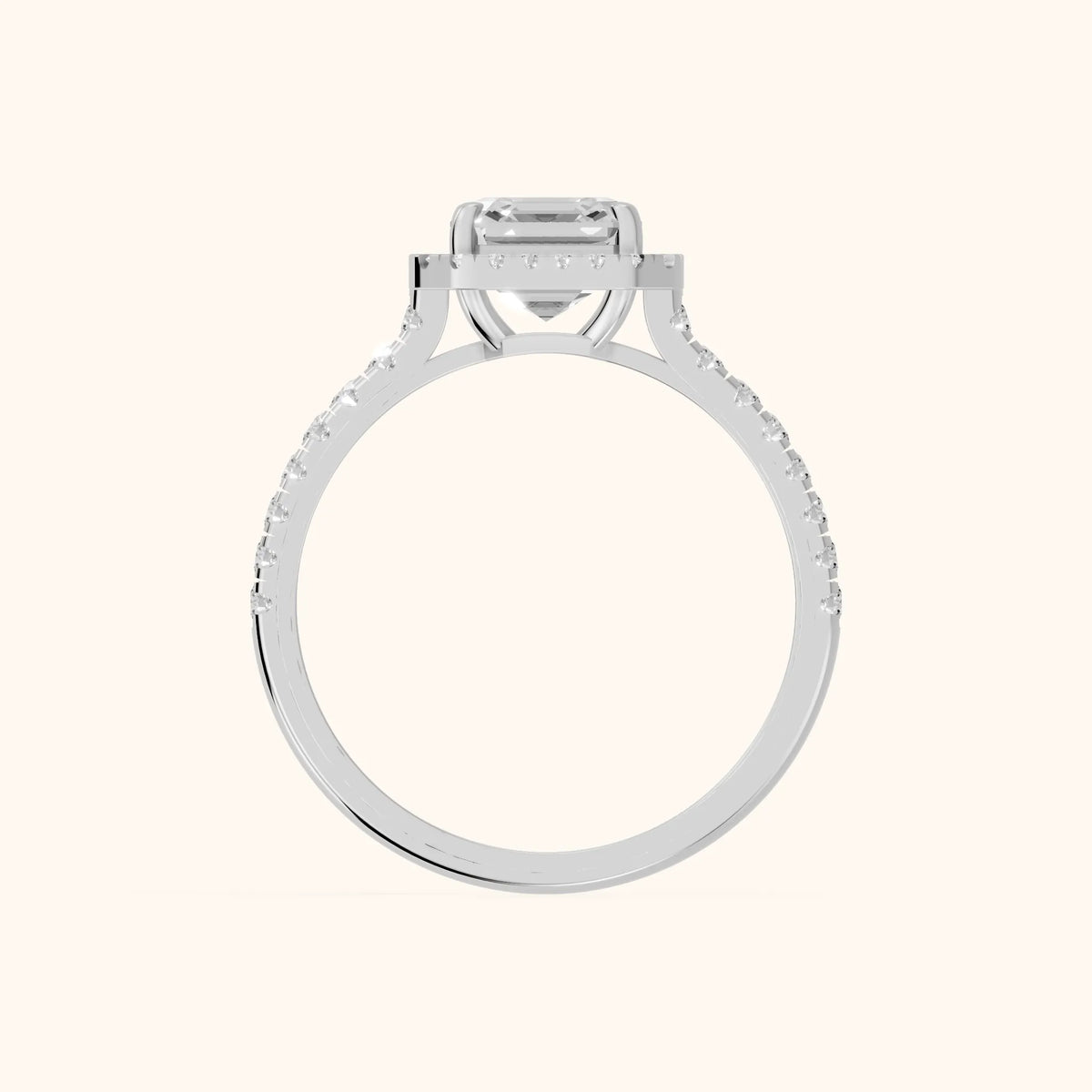Mabel Halo French Pavé Asscher Diamond Engagement Ring in Platinum - FingerView.webp