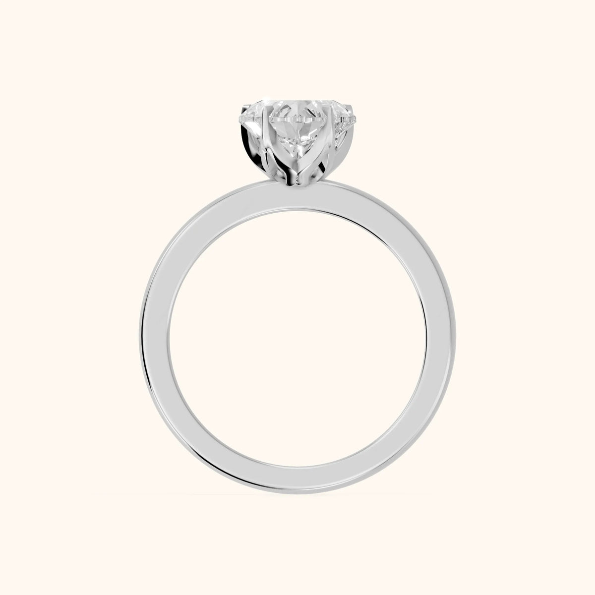 Serena Blossom Solitaire Heart Diamond Engagement Ring in Silver - FingerView
