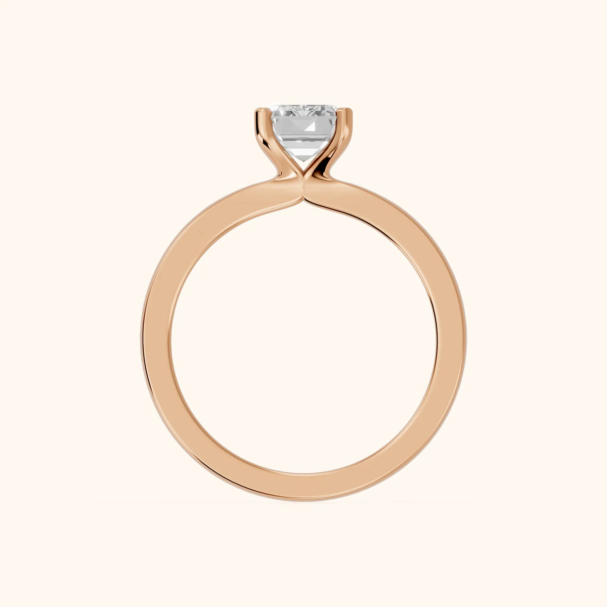 Matilda Cathedral Solitaire Emerald Diamond Engagement Ring in Rose Gold - FingerView.webp