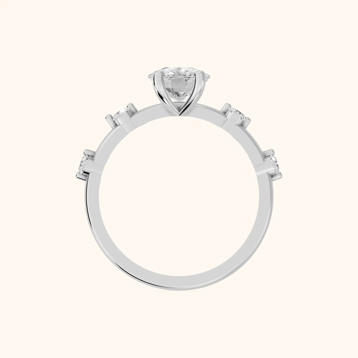 Elena Radiance Solitaire Cushion Diamond Engagement Ring in White Gold - FingerView