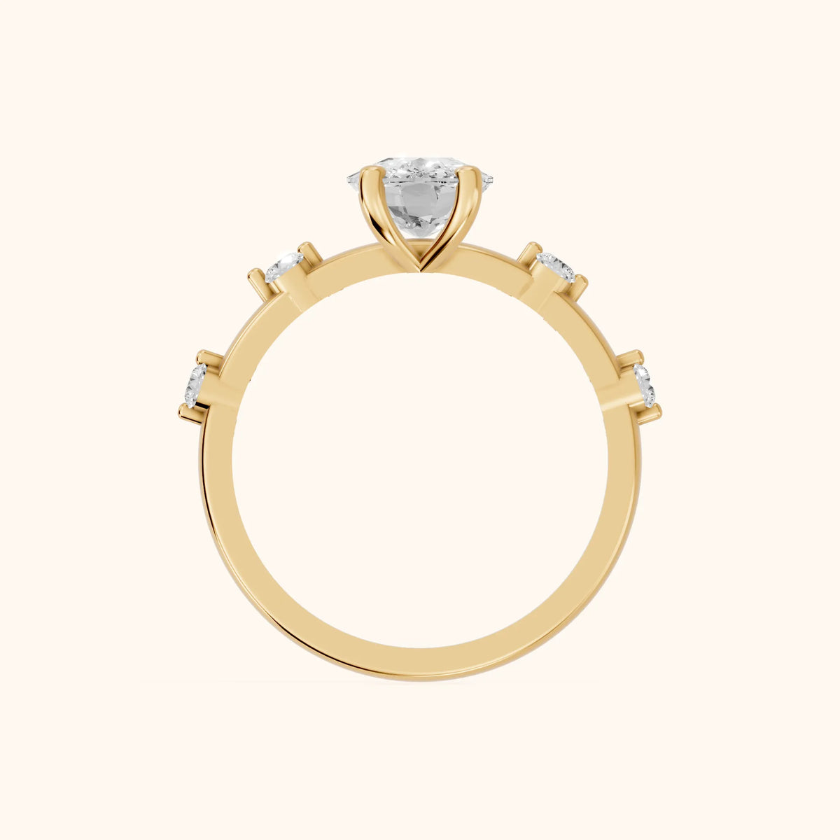 Elena Radiance Solitaire Cushion Diamond Engagement Ring in Yellow Gold - FingerView