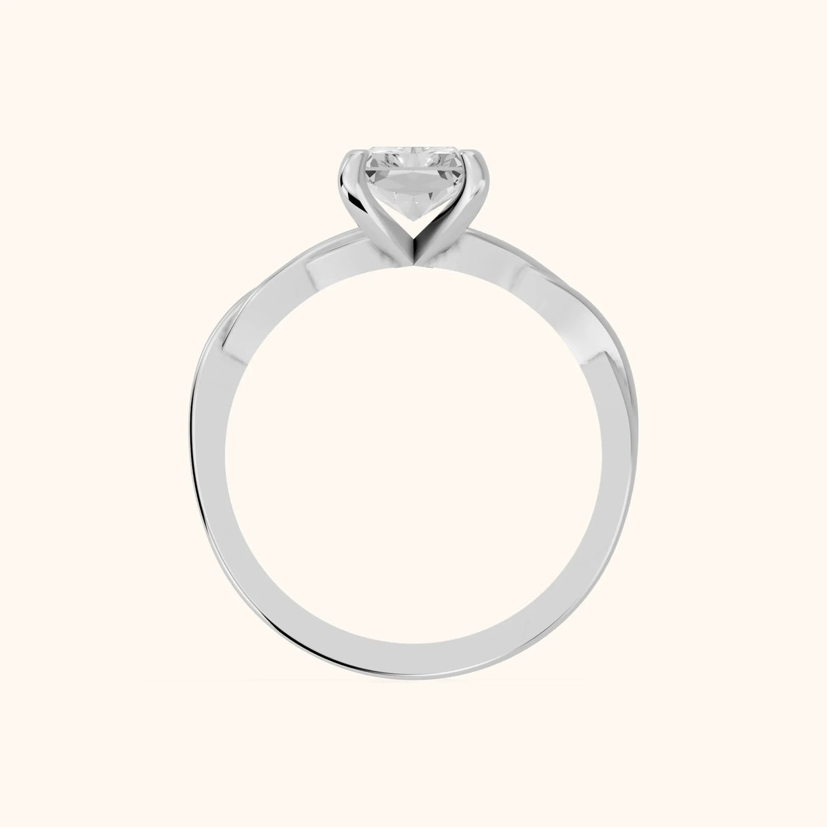 Iris Twist Radiant Diamond Engagement Ring in Silver - FingerView
