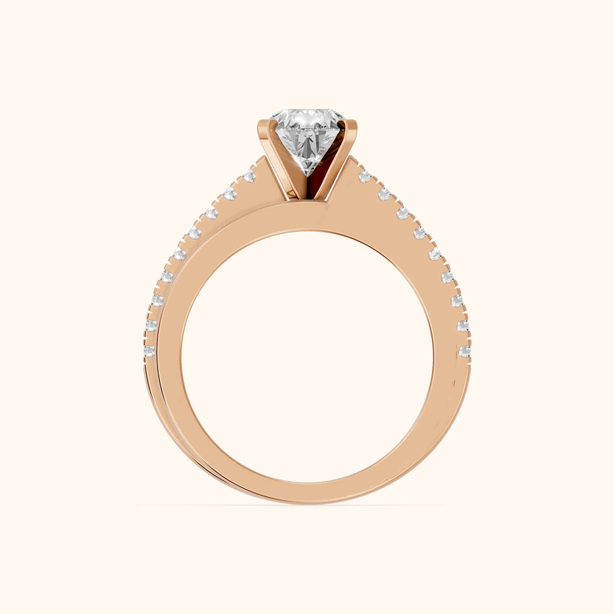 Edith Criss Cross Pavé Pear Diamond Engagement Ring in Rose Gold - FingerView.webp