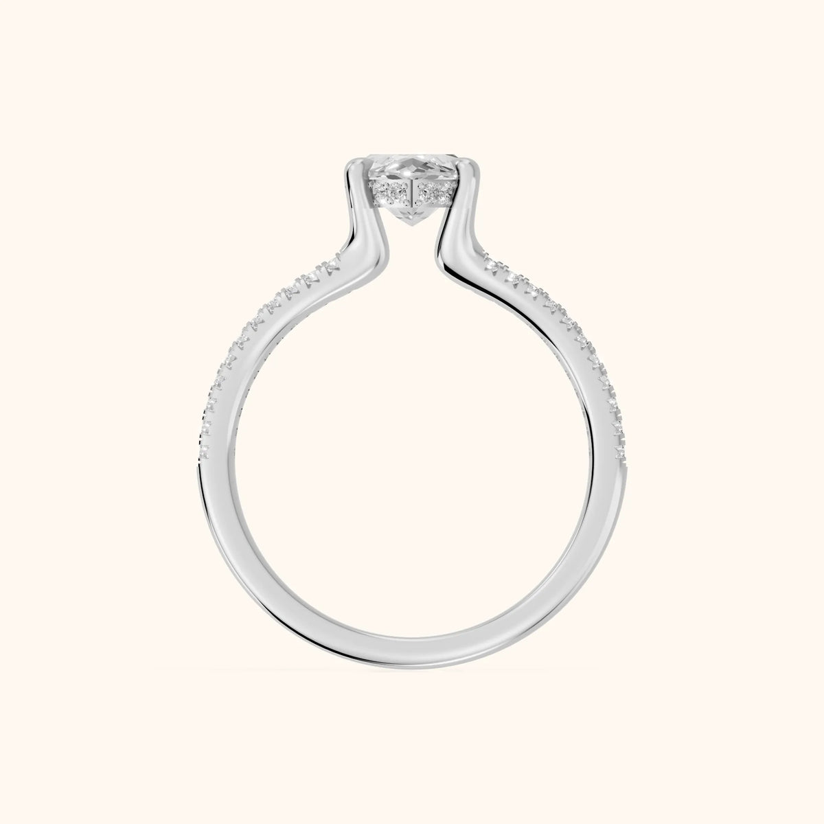 Eternal Embrace Solitaire Marquise Diamond Engagement Ring in White Gold - FingerView