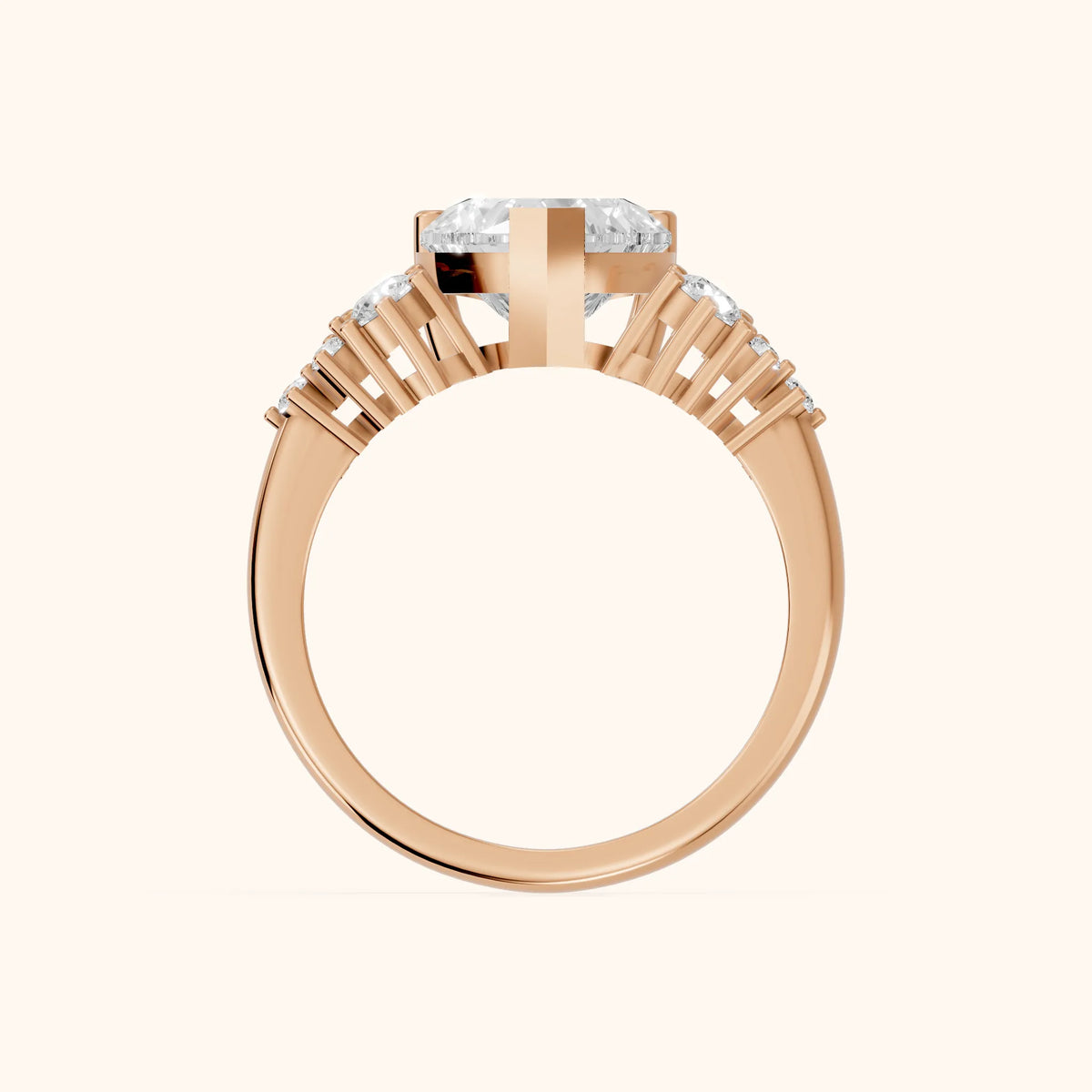 Azalea Cluster Heart Diamond Engagement Ring in Rose Gold - FingerView.webp