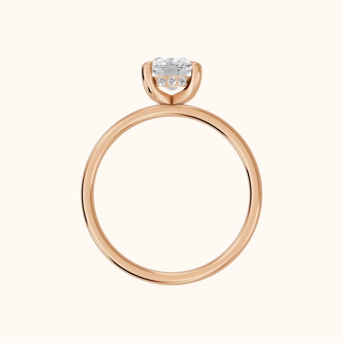Charlotte Charm Cushion Diamond Solitaire Ring in Rose Gold - FingerView