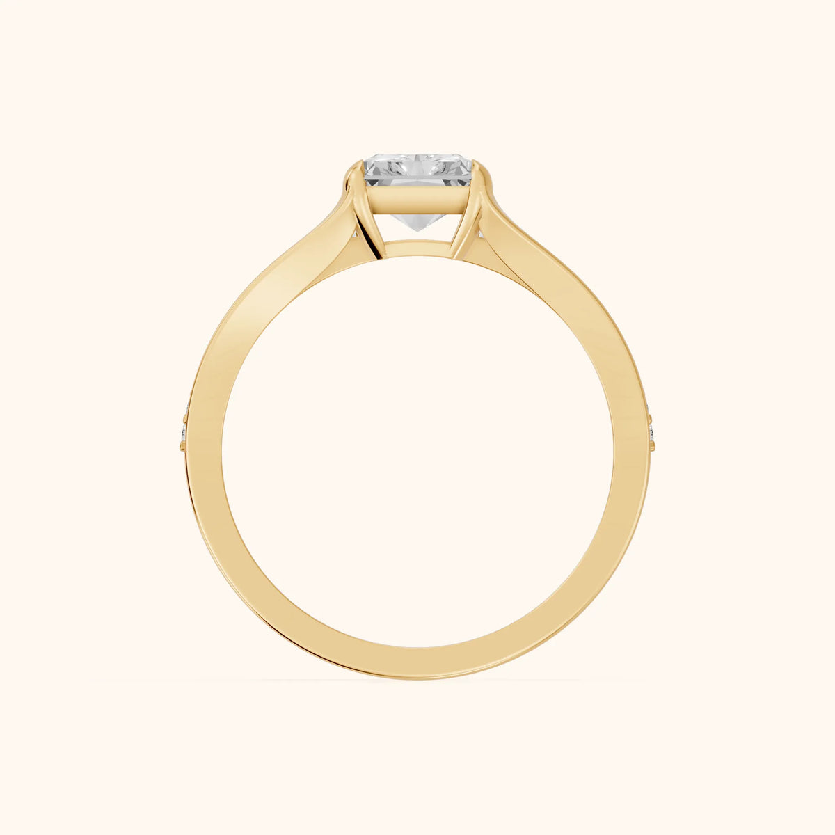 Lucinda Split Shank Radiant Diamond Engagement Ring in Yellow Gold - FingerView.webp