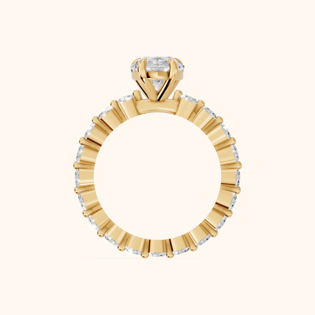 Piper Sidestone Pear Diamond Engagement Ring in Yellow Gold - FingerView.webp