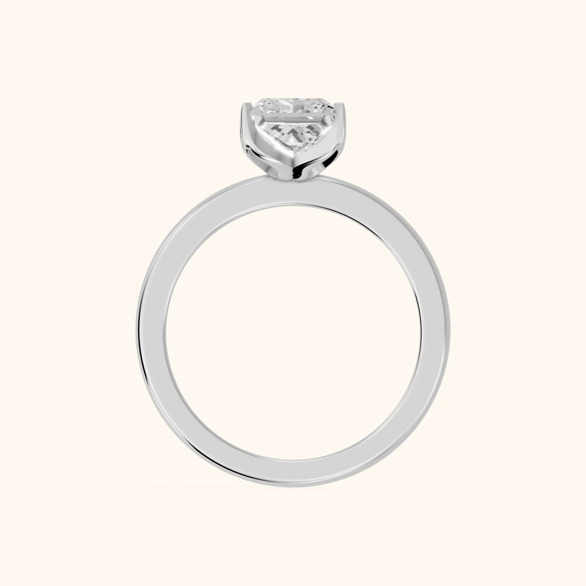 Serena Blossom Solitaire Princess Diamond Engagement Ring in White Gold - FingerView