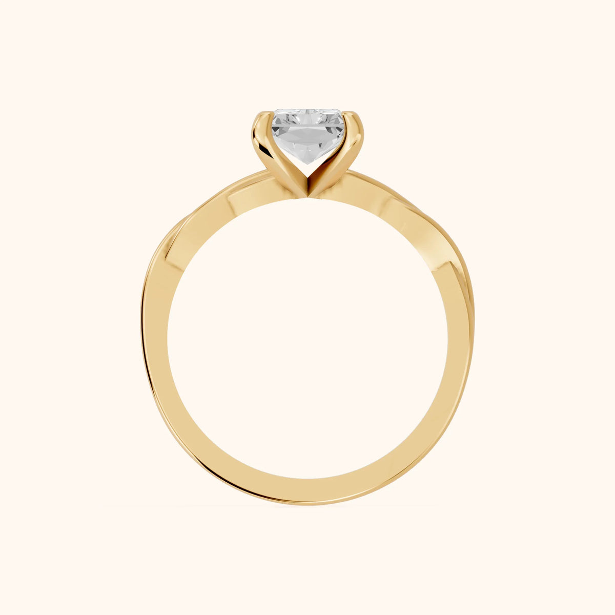 Iris Twist Radiant Diamond Engagement Ring in Yellow Gold - FingerView