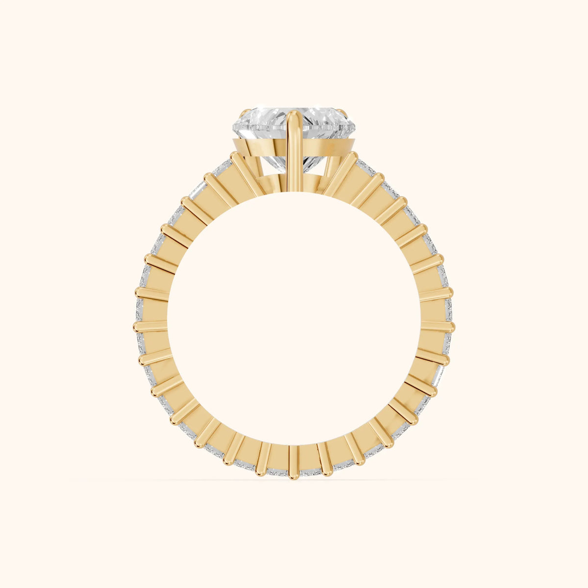 Mallory Shared Prong Heart Diamond Engagement Ring in Yellow Gold - FingerView.webp