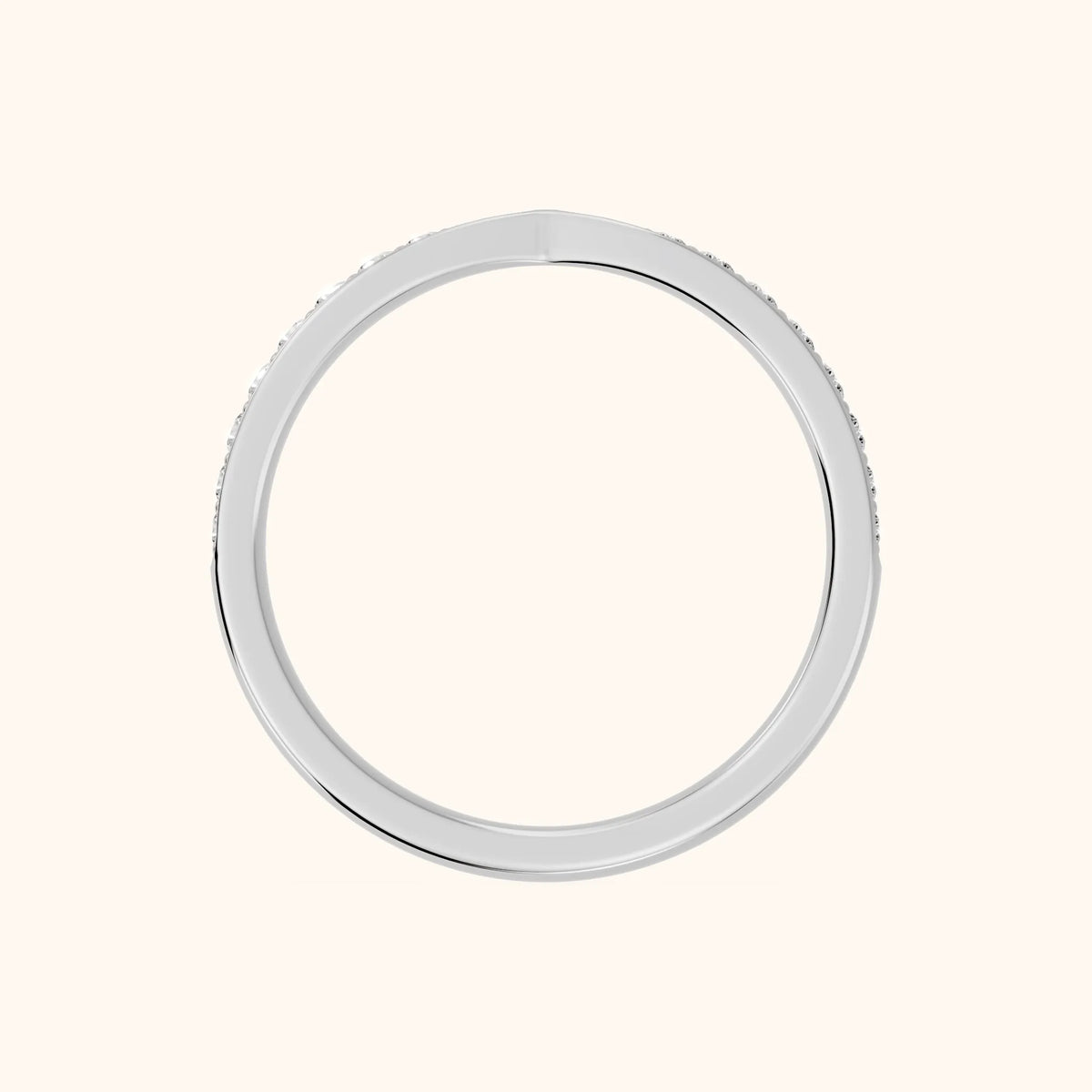 Tosca Tapered Riviera Round Diamond Half Eternity Band in Silver - FingerView