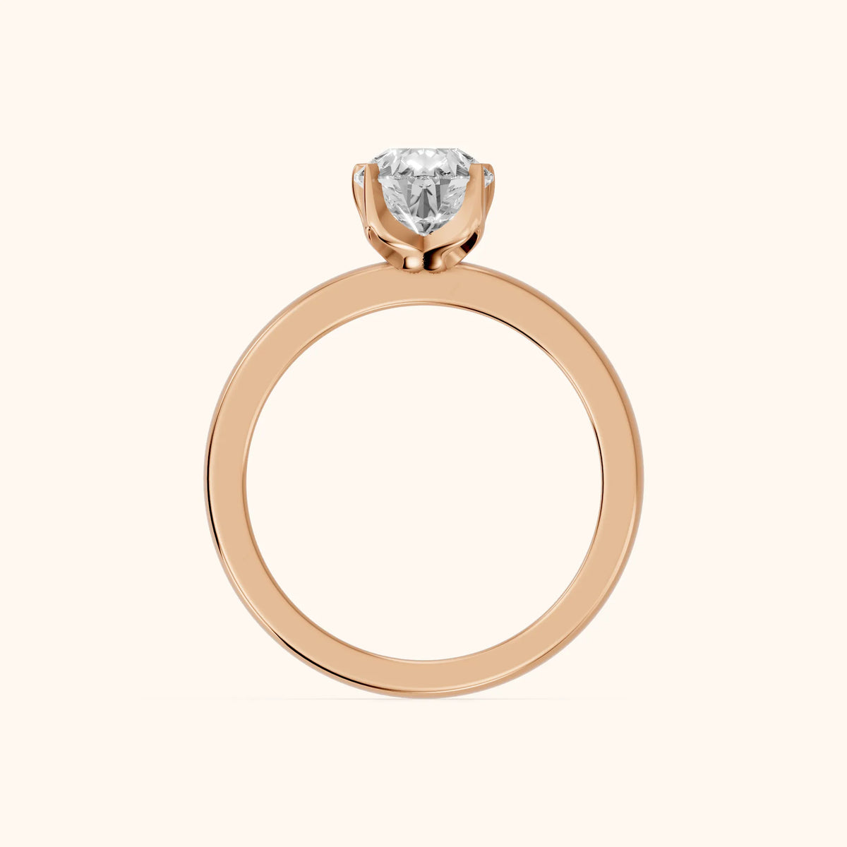 Serena Blossom Solitaire Pear Diamond Engagement Ring in Rose Gold - FingerView