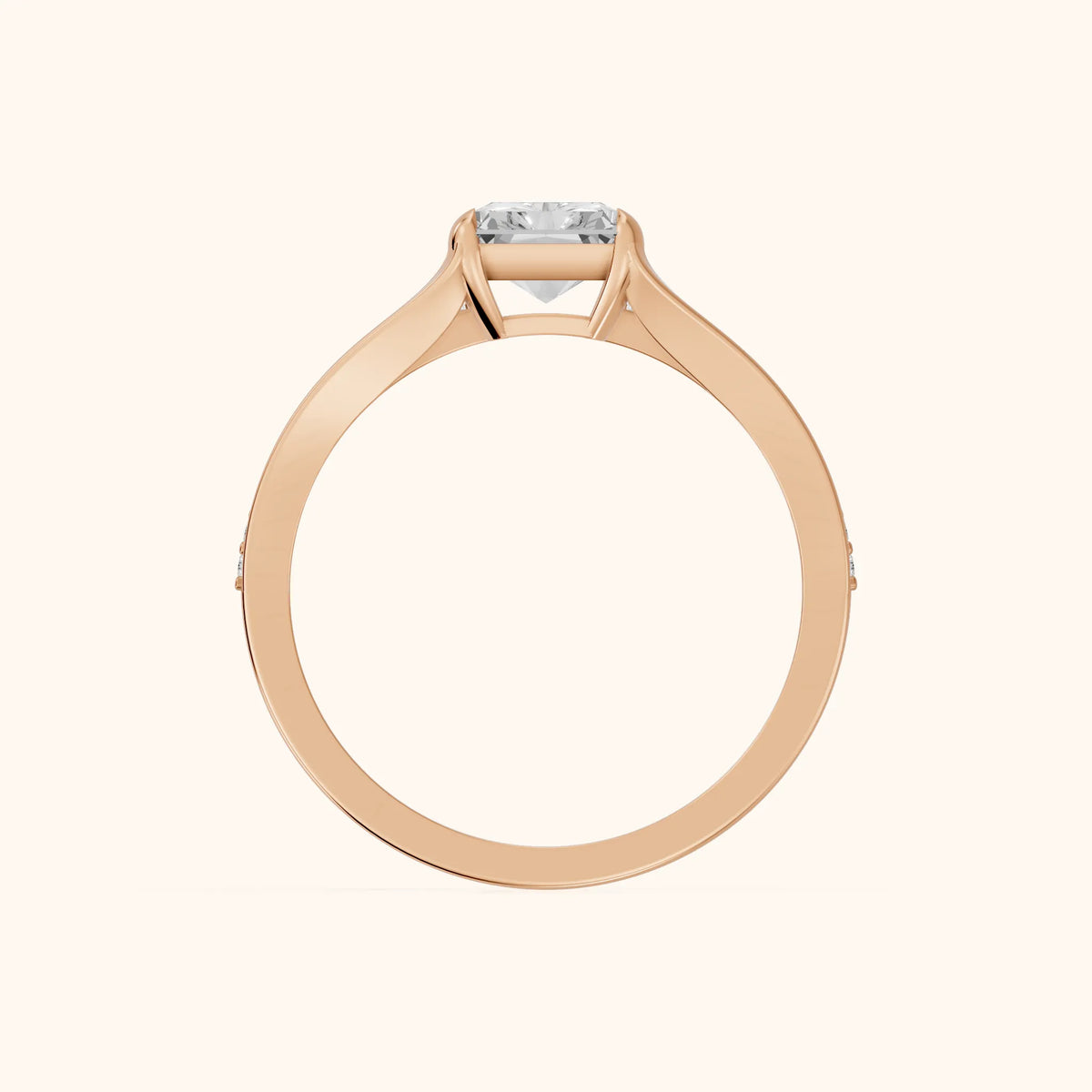 Lucinda Split Shank Radiant Diamond Engagement Ring in Rose Gold - FingerView.webp