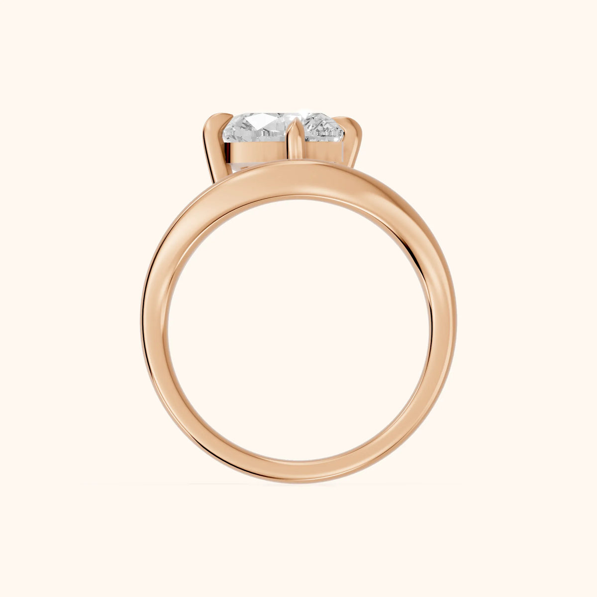 Katherine East-West Bypass Heart Diamond Engagement Ring in Rose Gold - FingerView.webp