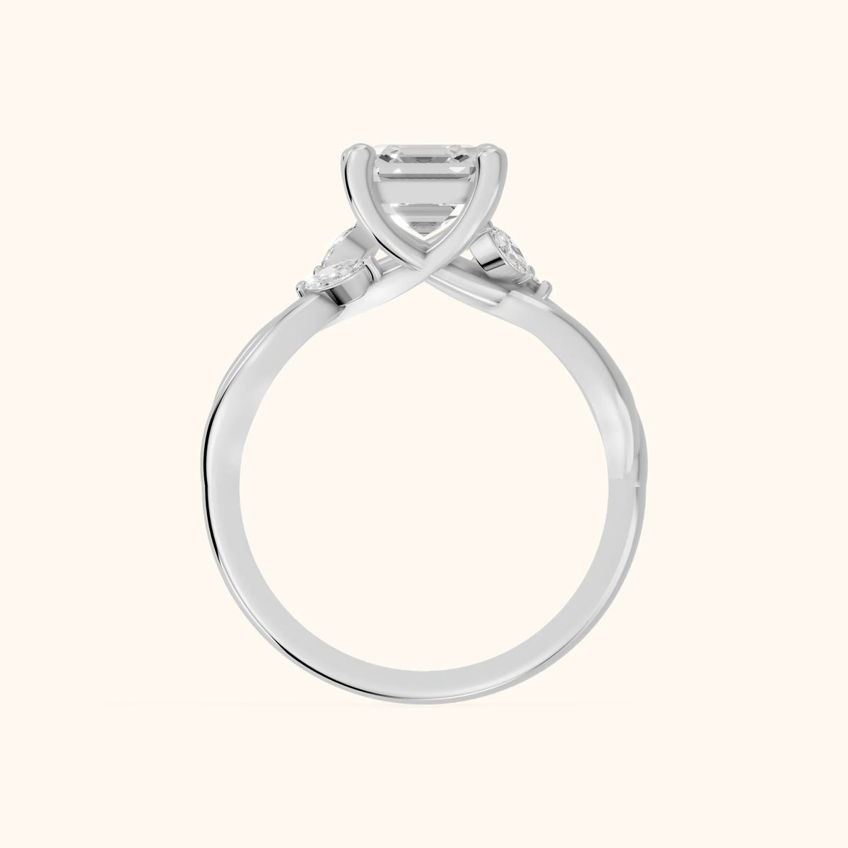 Luna Glow Twisted Asscher Diamond Engagement Ring in Silver - FingerView