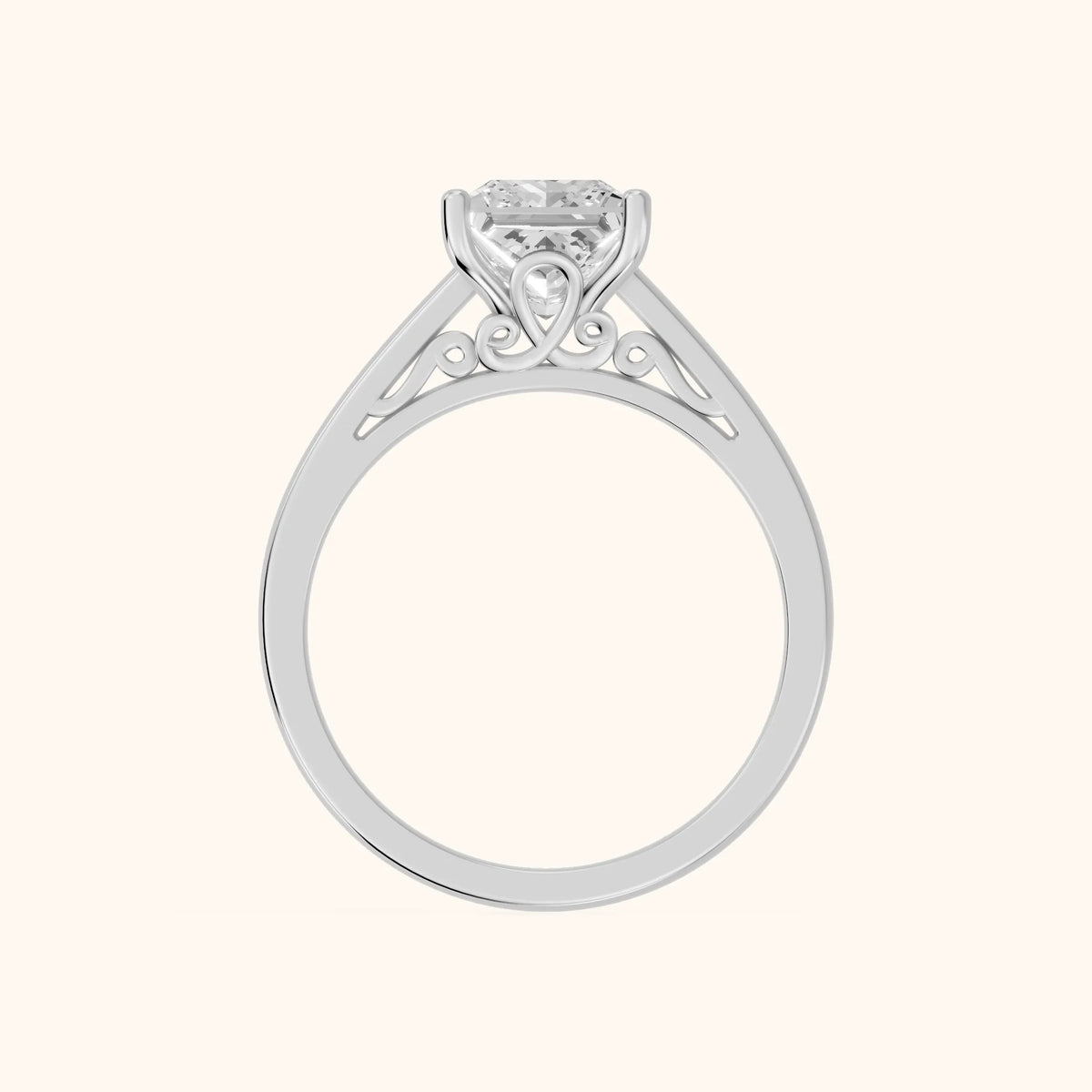 Iris Vintage Princess Diamond Engagement Ring in White Gold - FingerView