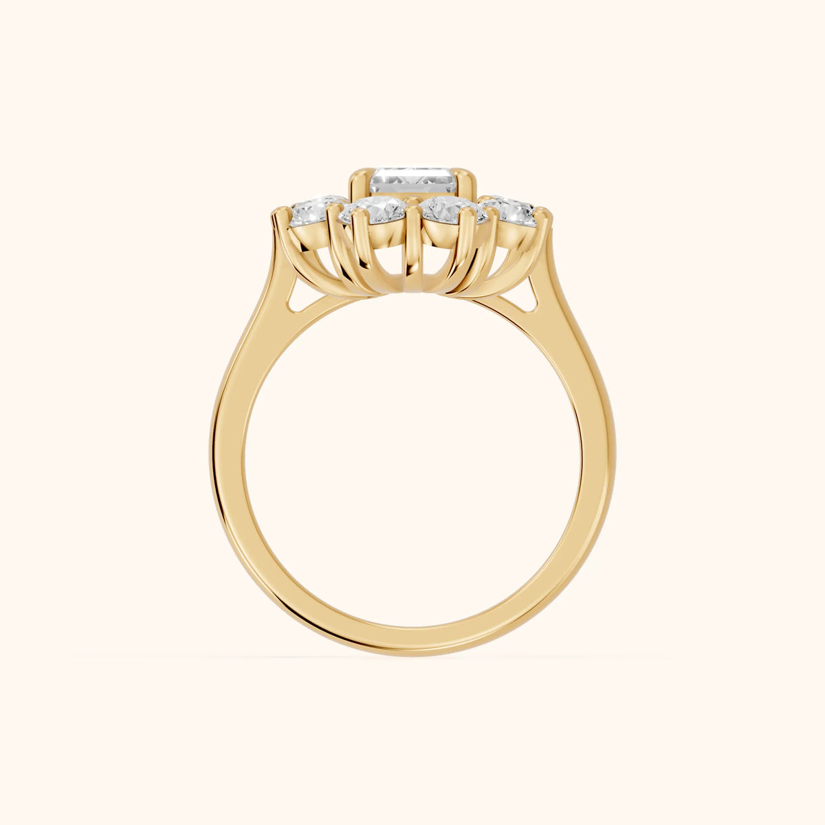 Phoebe Cluster Emerald Diamond Engagement Ring in Yellow Gold - FingerView.webp