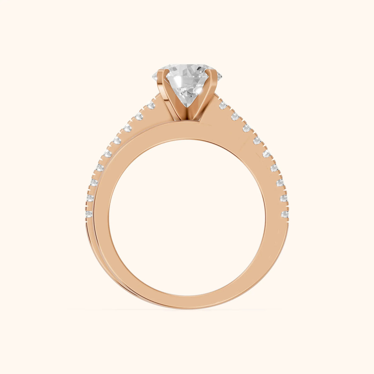 Edith Criss Cross Pavé Round Diamond Engagement Ring in Rose Gold - FingerView.webp
