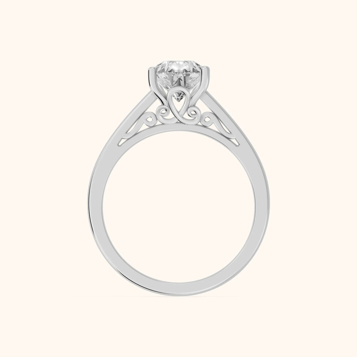 Iris Vintage Pear Diamond Engagement Ring in White Gold - FingerView